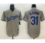 Men's Los Angeles Dodgers #31 Tyler Glasnow Grey Stitched Cool Base Nike Jersey