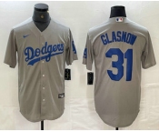 Men's Los Angeles Dodgers #31 Tyler Glasnow Grey Stitched Cool Base Nike Jersey