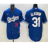 Men's Los Angeles Dodgers #31 Tyler Glasnow Number Blue Stitched Cool Base Nike Jersey