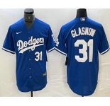 Men's Los Angeles Dodgers #31 Tyler Glasnow Number Blue Stitched Cool Base Nike Jerseys