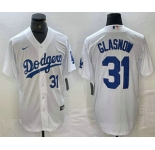 Men's Los Angeles Dodgers #31 Tyler Glasnow Number White Stitched Cool Base Nike Jersey