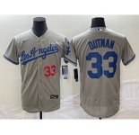 Men's Los Angeles Dodgers #33 James Outman Grey Flex Base Stitched Jersey