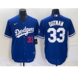 Men's Los Angeles Dodgers #33 James Outman Number Blue Cool Base Stitched Jersey