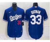 Men's Los Angeles Dodgers #33 James Outman Number Blue Cool Base Stitched Jersey