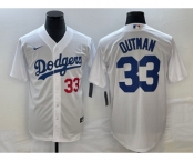 Men's Los Angeles Dodgers #33 James Outman Number White Cool Base Stitched Jersey