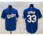Men's Los Angeles Dodgers #33 James Outman Royal Cool Base Stitched Baseball Jersey