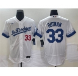 Men's Los Angeles Dodgers #33 James Outman White City Connect Flex Base Stitched Baseball Jersey