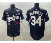 Men's Los Angeles Dodgers #34 Fernando Valenzuela Black 2025 World Series Patch Tokyo Series Limited Stitched Baseball Jersey