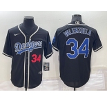 Men's Los Angeles Dodgers #34 Fernando Valenzuela Black Blue Name Stitched MLB Cool Base Nike Jersey