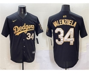 Men's Los Angeles Dodgers #34 Fernando Valenzuela Black Gold Limited Stitched Baseball Jersey