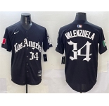 Men's Los Angeles Dodgers #34 Fernando Valenzuela Black Mexico 2025 LA Gothic Style With Fernando Patch Vapor Premier Limited Stitched Baseball Jersey
