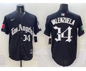 Men's Los Angeles Dodgers #34 Fernando Valenzuela Black Mexico 2025 LA Gothic Style With Fernando Patch Vapor Premier Limited Stitched Baseball Jersey