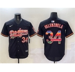 Men's Los Angeles Dodgers #34 Fernando Valenzuela Black Mexico Limited Stitched Baseball Jersey