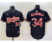 Men's Los Angeles Dodgers #34 Fernando Valenzuela Black Mexico Limited Stitched Baseball Jersey