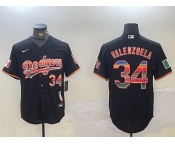 Men's Los Angeles Dodgers #34 Fernando Valenzuela Black Rainbow Mexico Cool Base Stitched Fashion Jersey