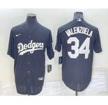 Men's Los Angeles Dodgers #34 Fernando Valenzuela Black Turn Back The Clock Stitched Cool Base Jersey