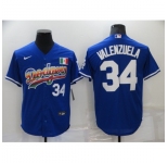 Men's Los Angeles Dodgers #34 Fernando Valenzuela Blue Authentic Jersey