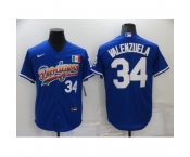 Men's Los Angeles Dodgers #34 Fernando Valenzuela Blue Authentic Jersey