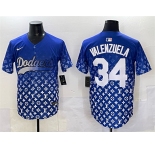 Men's Los Angeles Dodgers #34 Fernando Valenzuela Blue Limited Stitched Baseball Jersey