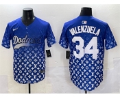Men's Los Angeles Dodgers #34 Fernando Valenzuela Blue Limited Stitched Baseball Jersey