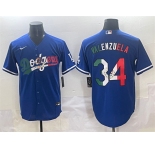 Men's Los Angeles Dodgers #34 Fernando Valenzuela Blue Mexico Stitched Jersey