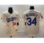 Men's Los Angeles Dodgers #34 Fernando Valenzuela Cream 2025 Tokyo Series Limited Stitched Baseball Jersey