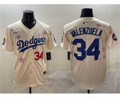 Men's Los Angeles Dodgers #34 Fernando Valenzuela Cream 2025 Tokyo Series Limited Stitched Baseball Jersey