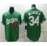 Men's Los Angeles Dodgers #34 Fernando Valenzuela Green Celtic Cool Base Stitched Jersey