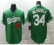 Men's Los Angeles Dodgers #34 Fernando Valenzuela Green Celtic Cool Base Stitched Jersey