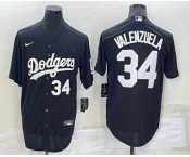 Men's Los Angeles Dodgers #34 Fernando Valenzuela Number Black Turn Back The Clock Stitched Cool Base Jersey