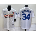 Men's Los Angeles Dodgers #34 Fernando Valenzuela Rainbow White Mexico Cool Base Nike Jersey