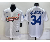 Men's Los Angeles Dodgers #34 Fernando Valenzuela Rainbow White Mexico Cool Base Nike Jersey