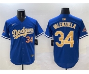 Men's Los Angeles Dodgers #34 Fernando Valenzuela Royal 2025 Gold Collection Limited Stitched Baseball Jersey