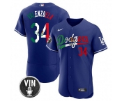 Men's Los Angeles Dodgers #34 Fernando Valenzuela Royal Mexico Special Vin Scully Patch Flex Base Stitched Baseball Jersey