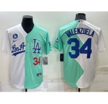 Men's Los Angeles Dodgers #34 Fernando Valenzuela White Green Number 2022 Celebrity Softball Game Cool Base Jersey1