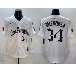 Men's Los Angeles Dodgers #34 Fernando Valenzuela White Mexico 2025 LA Gothic Style With Fernando Patch Vapor Premier Limited Stitched Baseball Jersey