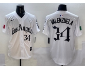 Men's Los Angeles Dodgers #34 Fernando Valenzuela White Mexico 2025 LA Gothic Style With Fernando Patch Vapor Premier Limited Stitched Baseball Jersey