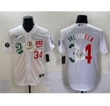 Men's Los Angeles Dodgers #34 Fernando Valenzuela White Mexico Special Vin Scully Patch Stitched Baseball Jersey