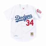 Men's Los Angeles Dodgers #34 Fernando Valenzuela White Stitched Baseball Jersey