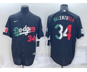 Men's Los Angeles Dodgers #34 Toro Valenzuela Mexico Black Cool Base Stitched Baseball Jersey