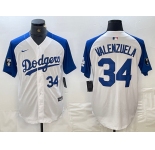 Men's Los Angeles Dodgers #34 Toro Valenzuela Number White Blue Fashion Stitched Cool Base Limited Jerseys