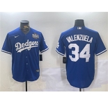 Men's Los Angeles Dodgers #34 Toro Valenzuela Royal 2024 World Series Cool Base Stitched Baseball Jersey