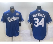Men's Los Angeles Dodgers #34 Toro Valenzuela Royal 2024 World Series Cool Base Stitched Baseball Jersey