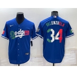 Mens Los Angeles Dodgers #34 Toro Valenzuela Royal Mexico Cool Base Stitched Baseball Jersey