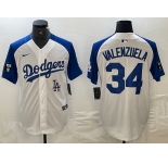 Men's Los Angeles Dodgers #34 Toro Valenzuela White Blue Fashion Stitched Cool Base Limited Jerseys