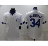 Men's Los Angeles Dodgers #34 Toro Valenzuela White Stitched Baseball Jersey