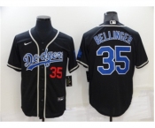 Men's Los Angeles Dodgers #35 Cody Bellinger Black Blue Name Stitched MLB Cool Base Nike Jersey