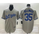 Men's Los Angeles Dodgers #35 Cody Bellinger Grey With Los Stitched MLB Cool Base Nike Jersey