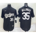 Men's Los Angeles Dodgers #35 Cody Bellinger Number Black Turn Back The Clock Stitched Cool Base Jersey