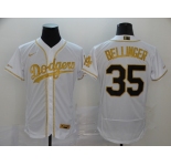 Men's Los Angeles Dodgers #35 Cody Bellinger White Gold Flexbase Authentic Collection Baseball Jersey